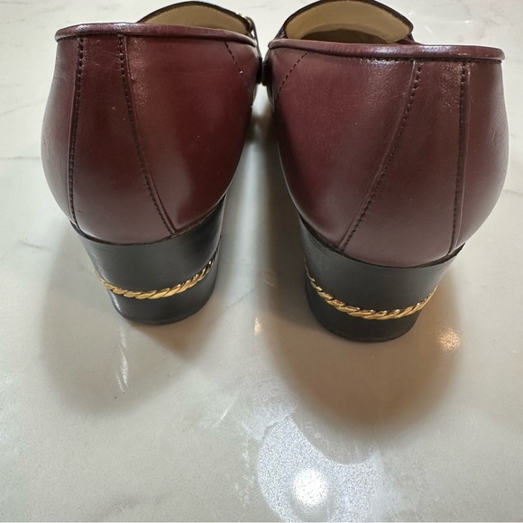 Vintage Gucci Loafer Pumps Horse Bit Heel Vintage Burgundy - Picture 4 of 11